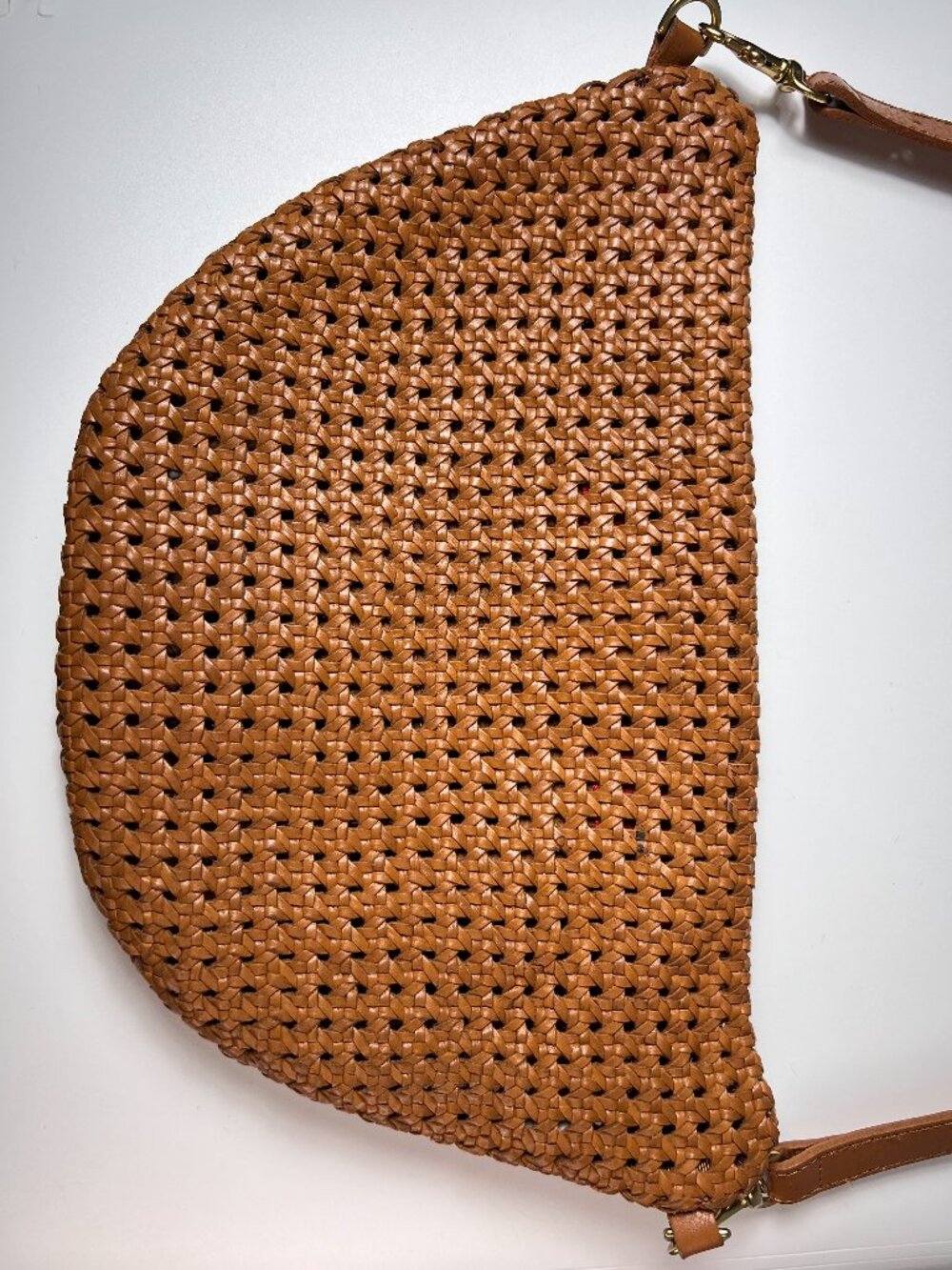 CLARE V. Grande Fanny Bag Tan Rattan Woven Leather Belt Bag Crossbody Fanny - Picture 4 of 9